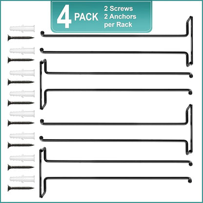 Sorbus Wine Glass Holder - 12 Inch Wall Mounted Wine Glass Rack for Under Cabinet Organization and Storage - Kitchen Shelves for Home Bar Holds Up to 4 Stemware Wine Glasses Each, 16 Total (4 Pack)