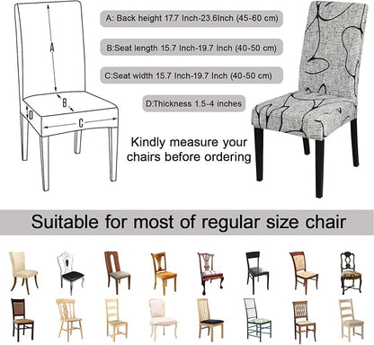 JQinHome Pattern Chair Covers for Dining Room Set of 6, High Stretch Removable Washable Parsons Chair Slipcover for Home Party Hotel Wedding Ceremony (6PCS, Lotus Gray)