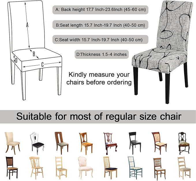 JQinHome Pattern Chair Covers for Dining Room Set of 2, High Stretch Removable Washable Parsons Chair Slipcover for Home Party Hotel Wedding Ceremony (2PCS, Lotus Gray)
