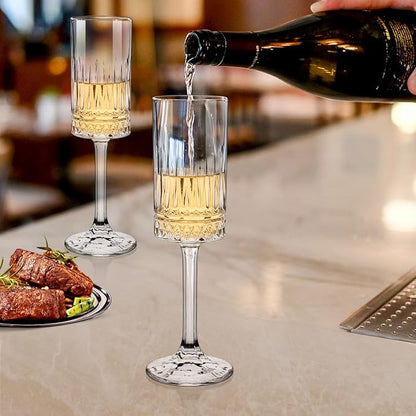 Champagne Flutes Set of 6, 7oz Square Champagne Glasses, Lead-Free Crystal Champagne Flute Glass, Unique Gift for Birthday, Wedding, Anniversary