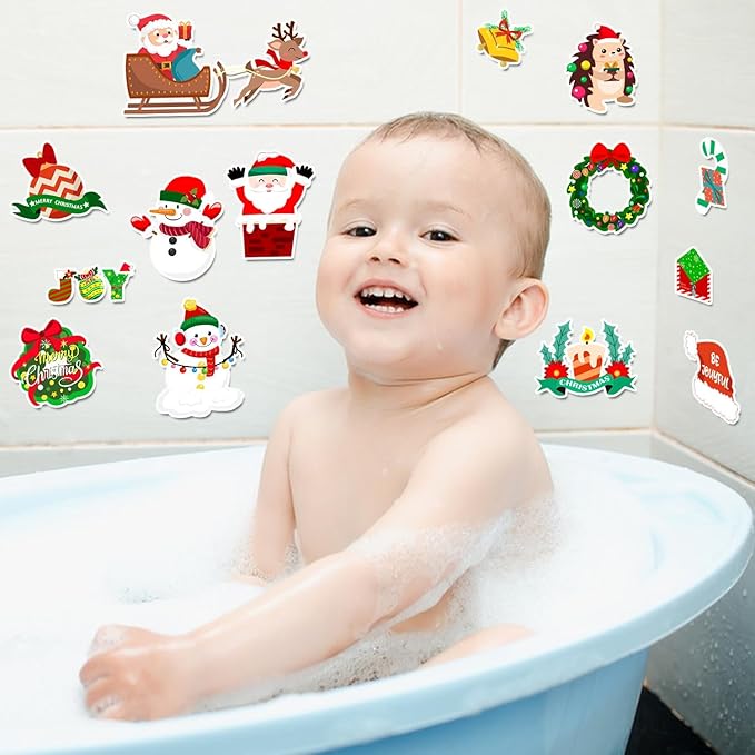 Window Clings Stickers for Kids Window Gel Clings Decals Thick Gel Clings Toddlers and Adults Classroom Home Nursery Airplane Birthday Party Supplies (Merry Christmas)