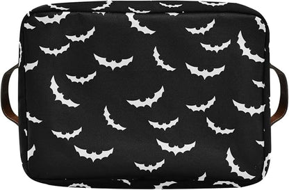 Storage Basket Bin Bats Halloween Goth Organizer Basket Collapsible Shelf Basket Cube with handle for Nursery Bedroom Bathroom
