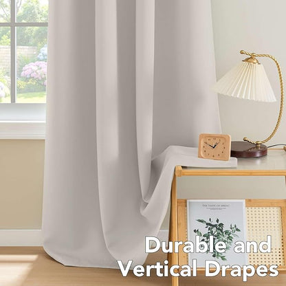 H.VERSAILTEX Premium Blackout Thermal Insulated Room Darkening Curtains for Bedroom/Living Room - Classic Grommet Top (2 Panels, Ivory/Cream, 52 Inch by 45 Inch)