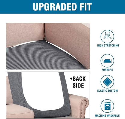 H.VERSAILTEX Super Stretch Individual Chaise Cover Sectional Couch Covers for L Shaped Sofa Both Left/Right Featuring Thick Jacquard Textured Twill Fabric (1 Piece Chaise Cover Large, Grey)