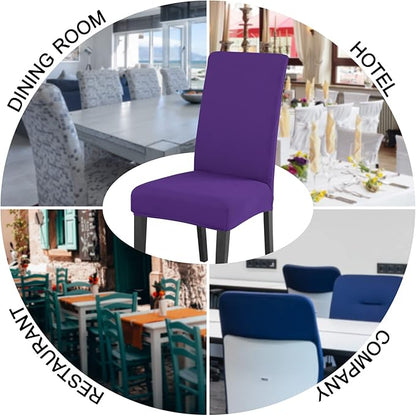 JQinHome Dining Chair Slipcover, High Stretch Removable Washable Chair Seat Protector Cover Set of 4,Chair Covers for Dining Room, Kitchen,Home Party,Wedding Ceremony(Purple, 4PC)