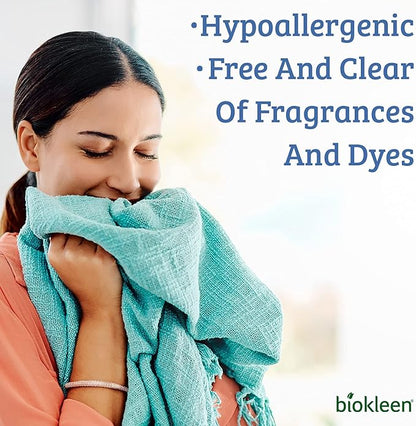 Biokleen Free & Clear Natural 3X Concentrated Liquid Laundry Detergent, 300 Loads, Plant-Based, Hypoallergenic, Removes Stains & Fights Odors, Dye Free, Unscented
