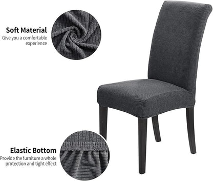 Joccun Chair Covers for Dining Room Set of 4, Dining Chair Slipcover Stretch Dining Room Chair Covers Seat Protector,Washable Parsons Chair Cover for Home,Banquet(Dark Gray,4 Pack)