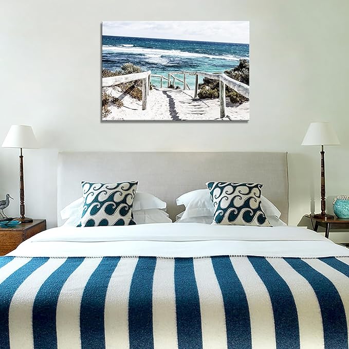 DZL Art S74281 Rottnest Island Beach Seascape Painting Sea Nature Pictures Wall Art Canvas Prints Painting Ready to Hang for Living Room Bedroom Decor Office Wall Decor Home Decoration