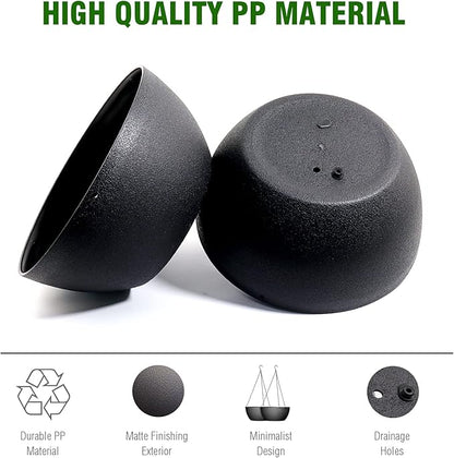 10 inch Hanging Planters for Outdoor Indoor Plants with Drainage Holes and Chain, 2 Pack Round Hanging Flower Pots for Garden Home Porch Decor, Black