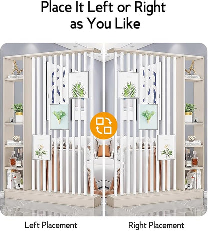 Wall Room Divider, Storage Cabinet Storage Display with Shelves, Modern Freestanding Wood Room Divider Screen, Wall Privacy Screens for Home Decorative (Beige+White,55" L x 9.5" W x 79.5" H)