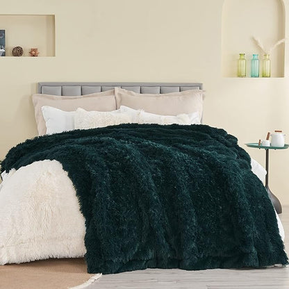 GONAAP Fuzzy Faux Fur Throw Blanket Dark Teal Super Soft Cozy Plush Fuzzy Shaggy Blanket for Couch Sofa Bed (Dark Teal, Throw(50"x60"))