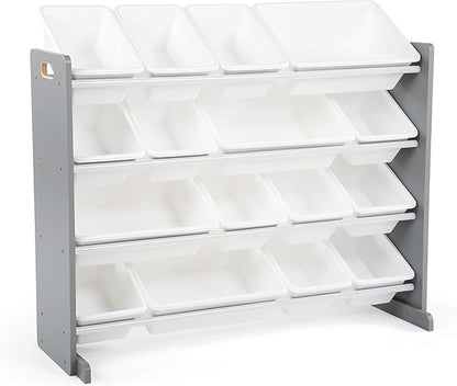 Humble Crew Supersized Toy Storage Organizer with 16 Removable Bins, Grey/White – Large Toy Storage for Toddlers Ideal for Kids' Rooms, Playrooms, and Nurseries - Modern Toy Bins for Kids