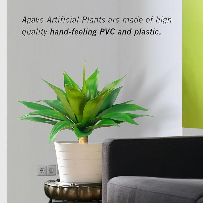 Artificial Agave Plants,Large UV Resistant Fake Agave Planters for Indoor and Outdoor Decorating Plantas Artificiales Decorativas Grandes(2Pack, 28")
