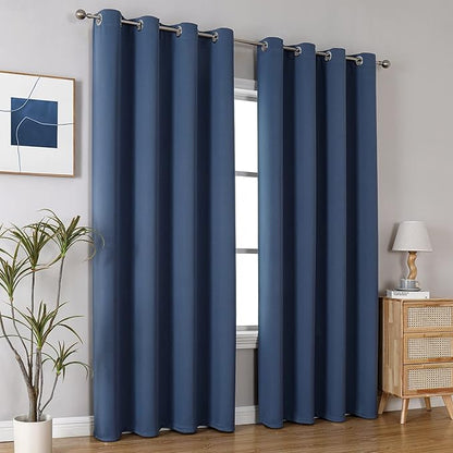ChrisDowa Grommet Blackout Curtains for Bedroom and Living Room - 2 Panels Set Thermal Insulated Room Darkening Curtains (Stone Blue, 52W x 95L)