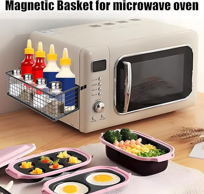 Magnetic Basket, Magnetic Shelf for Fridge, Magnetic Spice Rack Wire Mesh Magnetic organizer Holder Accessories for Office Kitchen Classroom Storage, Black-High, 9.44" x 4" x 3.14"