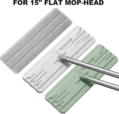 JOYMOOP Flat Mop Pads, Microfiber Mop Cleaning Pads, Washable Pads, Pads Replacement for JOYMOOP Flat Mop or Mop Bucket Set, Pack of 4 Refills 15inch - Grey and Stripe