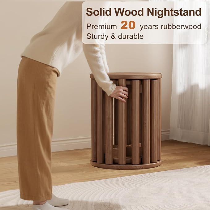 Stackable Stools Set of 4,4-in-1 Wood Stool,Round Wooden Stools with Anti-Slip Foot Pads for Kitchen,Bedroom,Living Room,Bar,No Assembly Required Durable and Space-Saving Design,18 inch (Natural)