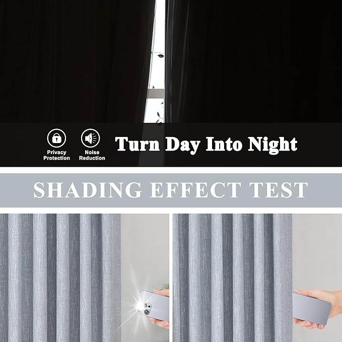 Vision Home Chambray Blue Pinch Pleated Full Blackout Curtains Room Darkening Window Curtains 84 inch for Living Room Bedroom Thermal Insulated Pinch Pleat Drapes with Hooks Back Tab 2 Panel 40"Wx84"L