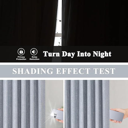 Vision Home Chambray Blue Pinch Pleated Full Blackout Curtains Room Darkening Window Curtains 84 inch for Living Room Bedroom Thermal Insulated Pinch Pleat Drapes with Hooks Back Tab 2 Panel 40"Wx84"L