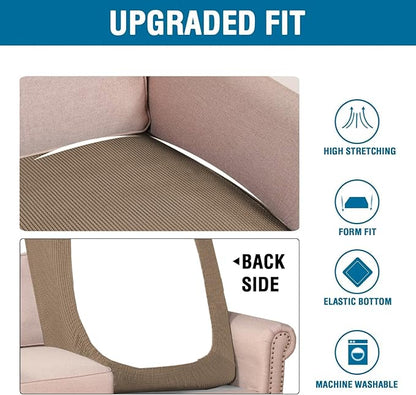 H.VERSAILTEX Super Stretch Individual Chaise Cover Sectional Couch Covers for L Shaped Sofa Both Left/Right Featuring Thick Jacquard Textured Twill Fabric (1 Piece Chaise Cover Large, Macchiato)