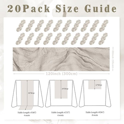 20 Pack Rose Brown Cheesecloth Table Runner 10FT Rustic Gauze Fabric Cheese Cloth Table Runner for Wedding Bridal Baby Shower Table Decor Boho Sheer Birthday Party Table Decorations 20 x 120 Inch Long