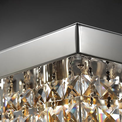Luxury Lighting Fixture Chandelier Rectangular with Raindrop Crystals Pendant Light Fixture 10-Lights Modern Crystal Rectangle Flush Mount Chandelier for Living Room Dining Room Bar L47 Inch