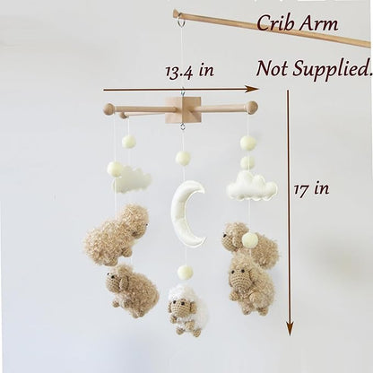Sheep Crib Mobile Neutral Baby Mobile for Crib Sheep Baby Crib Mobile for Girls Boys Boho Nursery Baby Mobile for Bassinet