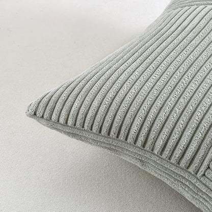 Fancy Homi 2 Packs Grey Decorative Throw Pillow Covers 18x18 Inch for Living Room Couch Bed Sofa, Rustic Farmhouse Boho Home Decor, Soft Corss Corduroy Patchwork Textured Square Cushion Case 45x45 cm