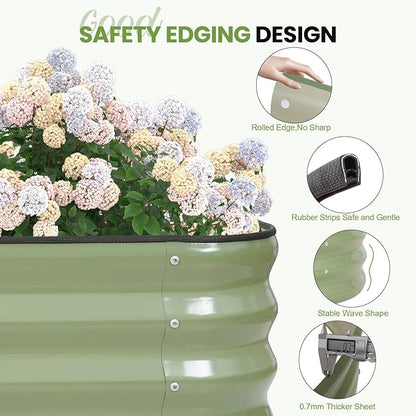 G GOOD GAIN 4-in-1 Adjustable Raised Garden Bed Kit | Galvanized Planter Boxes for Vegetables, Flowers | 12" Tall, Multiple Sizes (5x3x1ft, 4x4x1ft, 6x2x1ft, 7x1x1ft) | Outdoor Metal Raised Bed, Green