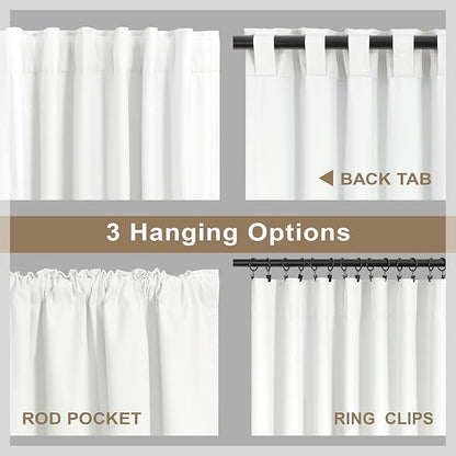 Floor to Ceiling Curtains 108 Inch Length 2 Panel for Living Room Divider Blackout Linen Elegant Opaque Privacy Insulating Thermal Tall Drape for Picture Window 52 Wide Extra Long 9FT Ivory Off White