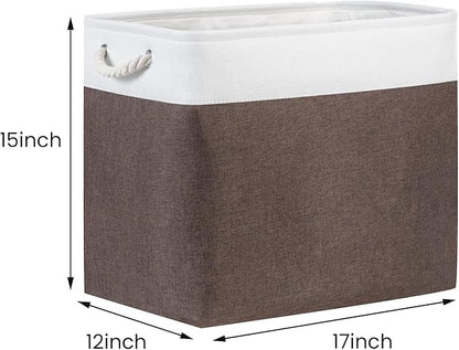 Bidtakay Baskets for Organizing Set of 2 Extra Large Fabric Storage Bins 17x12x15 in Collapsible Laundry Baskets Blanket Basket with Soft Handles Rustic Decorative Stair Basket Dog Toy Bins