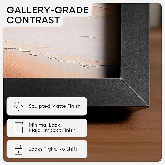 Homeforia 24x24 Picture Frame Black, High End Metal 24 x 24 Large Square Poster Frame Matted to 20 x 20 in Photo, 24by24 Thin Black Frames with Mat 20x20 inch Print, Tempered Glass, Wall Kit, Set of 1