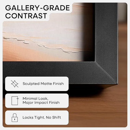 Homeforia 24x24 Picture Frame Black, High End Metal 24 x 24 Large Square Poster Frame Matted to 20 x 20 in Photo, 24by24 Thin Black Frames with Mat 20x20 inch Print, Tempered Glass, Wall Kit, Set of 1