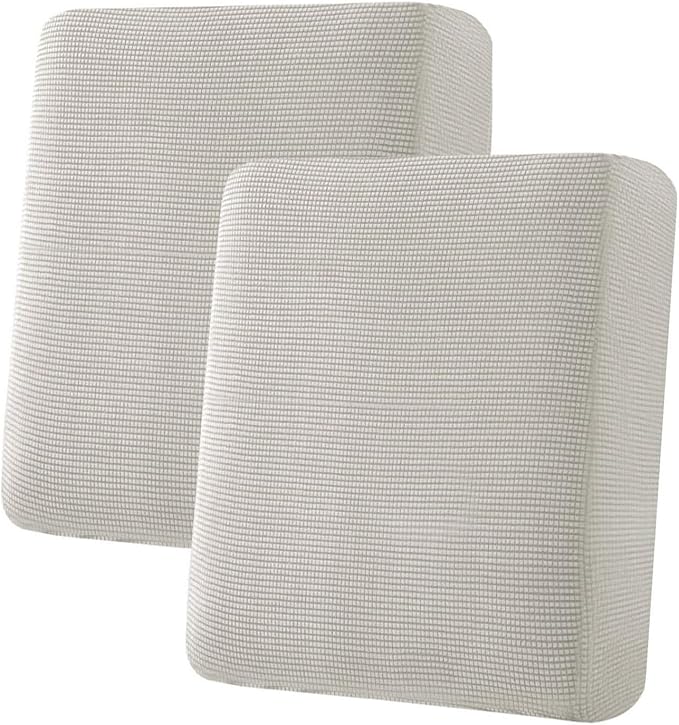 H.VERSAILTEX Super Stretch Individual Seat Cushion Covers Sofa Covers Couch Cushion Covers Slipcover Sets Thick Jacquard Textured Twill Fabric (2 Piece Medium Sofa Cushion Covers, Island Fossi)