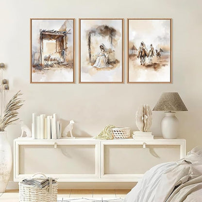 HPINUB Jesus Easter Framed Canvas Wall Art Set,Large Religious Christian Bible Verse Wall Decor,Resurrection Sunday Artwork for Living Room,Church Christian Easter Gift-16"x24"x3