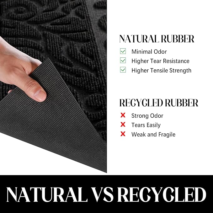 Yimobra Door Mat Indoor Outdoor Entrance, Non Slip Welcome Front Doormats, Heavy Duty Rubber Backing, Stain and Fade Resistant, Low Profile, Easy Clean Patio Garage Floor Mats, 47 x 32, Black