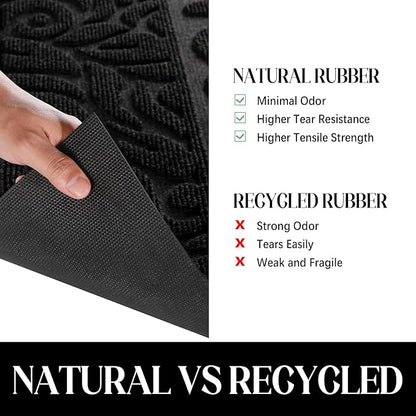 Yimobra Door Mat Indoor Outdoor Entrance, Non Slip Welcome Front Doormats, Heavy Duty Rubber Backing, Stain and Fade Resistant, Low Profile, Easy Clean Patio Garage Floor Mats, 47 x 32, Black