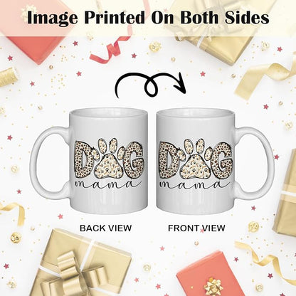JINYO Dog Mama Mug, Dog Mom Coffee Cup, Dogs Lover Owner Gifts for Women, Pet Lover Gifts Ceramic Coffee Tea Mug 11 oz