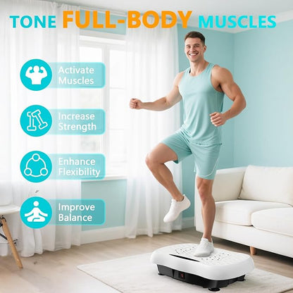 Vibration Plate Exercise Machine, Vibrating Equipment for Weight Loss and Lymphatic Drainage Massager, 3D Waver Exerciser for Fitness, Full Body Workout Shake Board with 120 speeds
