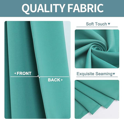 ChrisDowa Grommet Room Darkening Curtains for Bedroom and Living Room - 2 Panels Set Thermal Insulated Blackout Curtains (Teal, 52W x 54L)