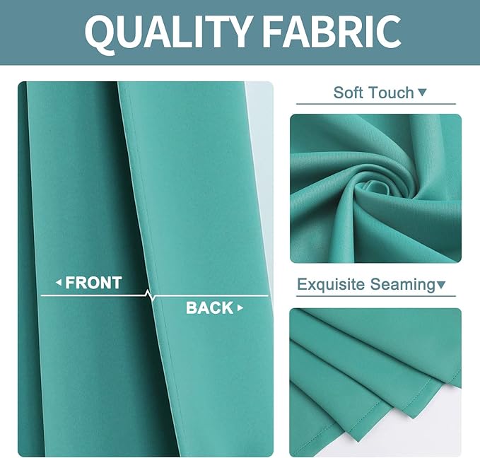ChrisDowa Grommet Room Darkening Curtains for Bedroom and Living Room - 2 Panels Set Thermal Insulated Blackout Curtains (Teal, 52W x 72L)