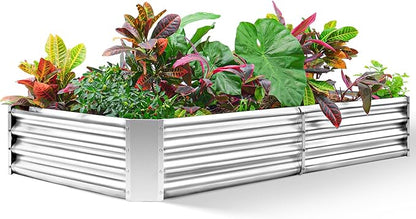 Land Guard 6×3×1ft Galvanized Metal Raised Garden Bed, Metal Planter Kit Box Outdoor for Deep-Rooted Vegetables, Flowers, Green and Herbs……