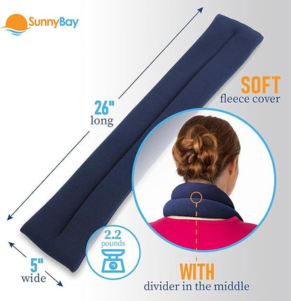 SunnyBay Microwave Heating Pad for Neck and Shoulders, 2.2 lbs 26 inch Long Versatile Microwavable Neck Wrap Warmer or Cool Pack, Hot or Cold Therapy to Relax Sore Muscles (Blue)