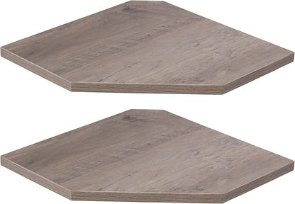 Corner Shelf Wall Mount, Floating Corner Shelves, Set of 2 Corner Wall Shelf Organizer, Rustic Wood Wall Storage Display Shelves for Living Room Bedroom Bathroom Kitchen, Rustic Grey