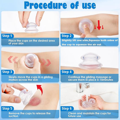 7Pcs Cupping Therapy Set-Professional Silicone Cupping, Suitable for Facial Body Massage/Deep Myofascial Release/Pain Relief/Muscle Relaxation & More (Purple,7pcs)