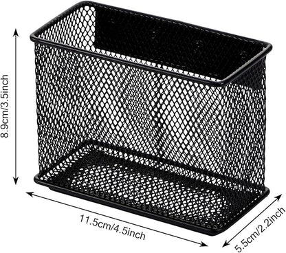 4.5' × 2.2'' × 3.5'' Magnetic Basket for Whiteboard Black Magnetic Basket for Fridge Magnetic Organizer Holder with 4 Strong Magnets Magnetic Holder for Refrigerator Locker,Set of 4