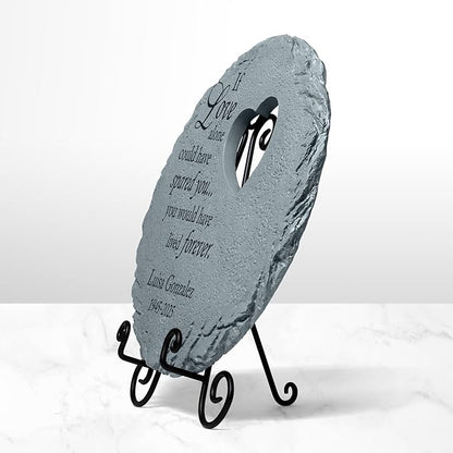 Let's Make Memories Personalized Memorial Stone - Sympathy Garden Marker - Durable, Weather-Resistant Cast Resin - Engraved with Your Loved One's Name - Personalized Condolences - 12" Diameter