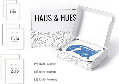 HAUS AND HUES White Frames for Gallery Wall - Set of 6 Picture Collage Frames for Wall, picture Frame Sets for Wall Collage, Gallery Wall Frame Set (Two 8x10, Two 11x14, Two 12x16 Framed White)