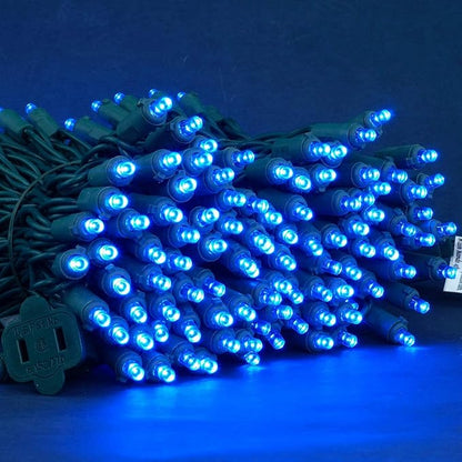 200 Count Blue Wide Angle LED Christmas Lights, 66 ft Green Wire UL Certified Commercial Grade 5mm Holiday String Light Set (Blue)
