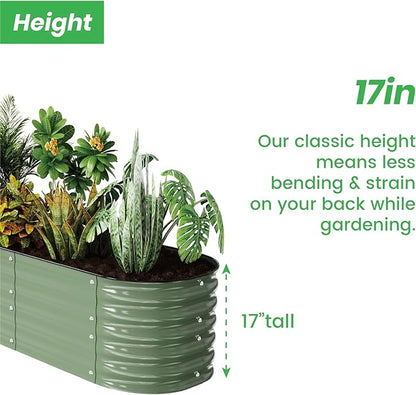 Raised Garden Bed Kit 8×2×1.4 FT Magnesium-Aluminum-Zinc Stainless Steel Metal Planter Box for Planting Outdoor Plants Vegetables（Light Green）